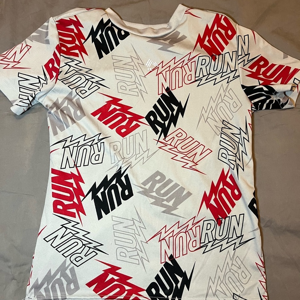 RBX Boys White Run Graphic‎ Print Active Performance T-Shirt Size 10/12 Large - Picture 2 of 5